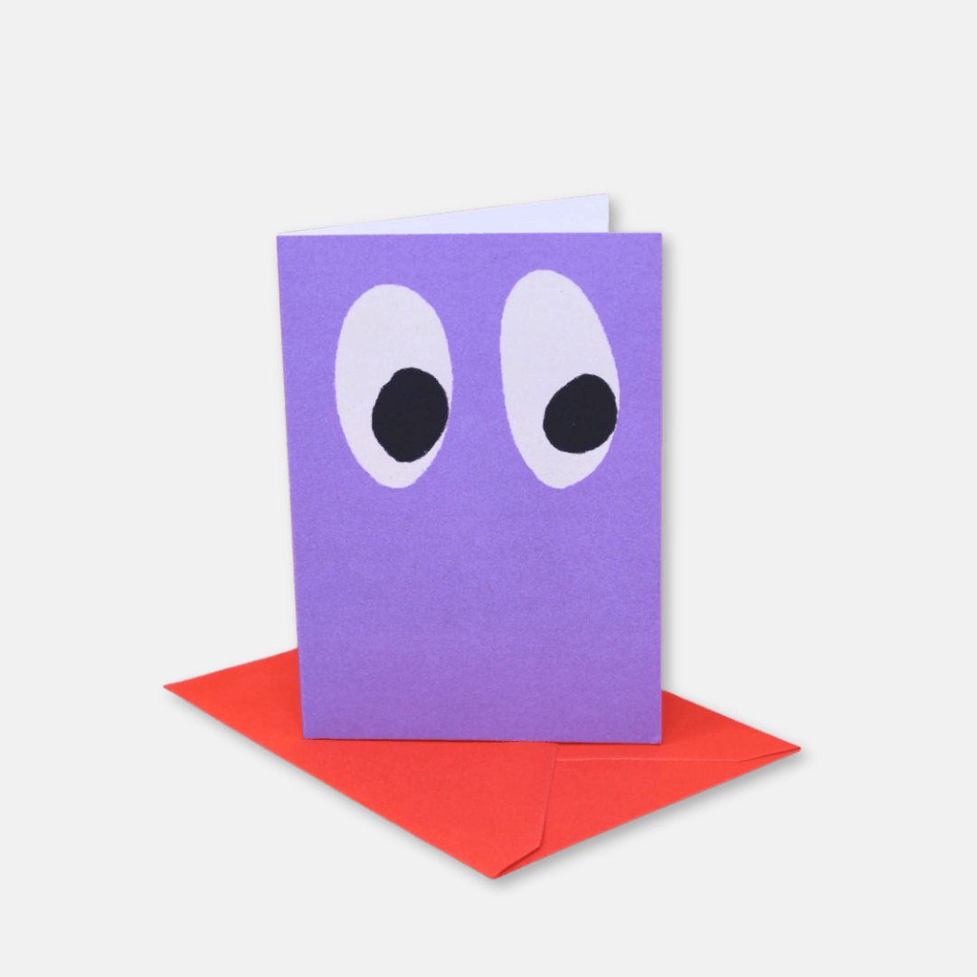 Lilac Googly Eye Mini Greetings Card