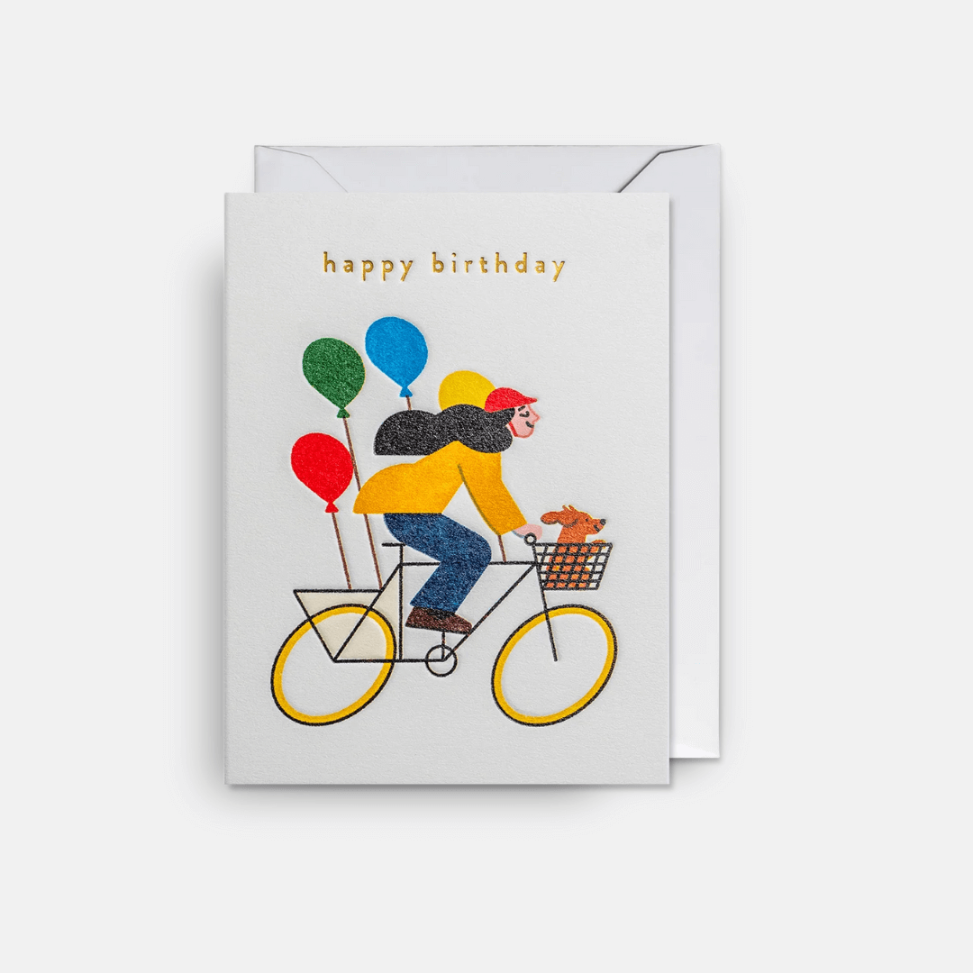 Birthday Bicycle Balloon Mini Greetings Card