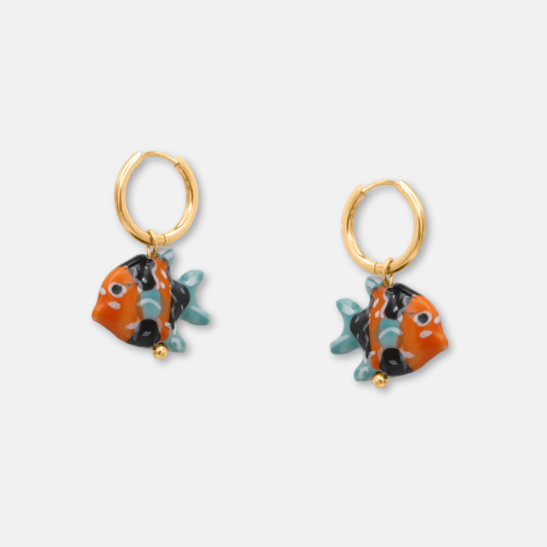Ceramic Fish Hoop Earrings