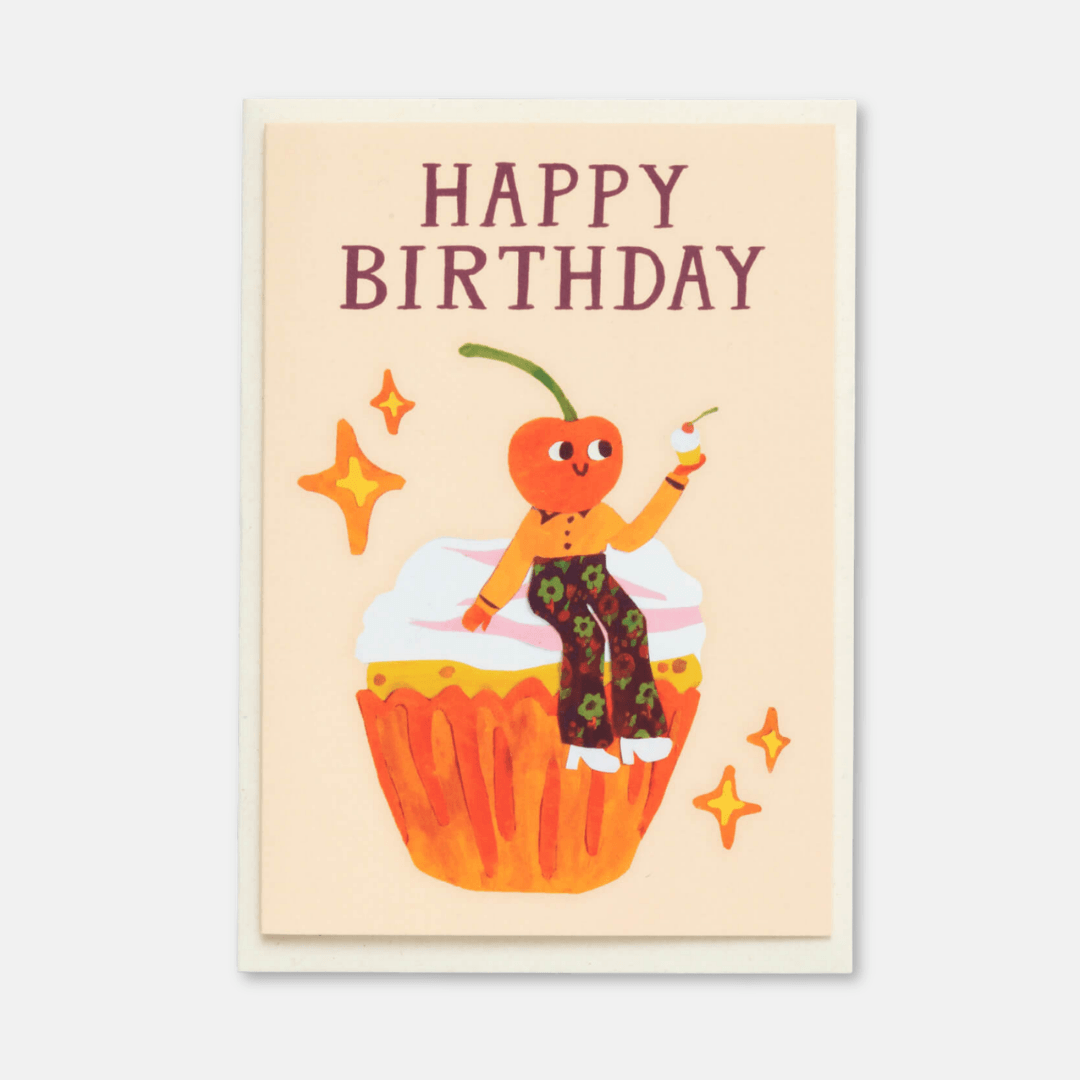 Cherry Cupcake Birthday Greetings Card