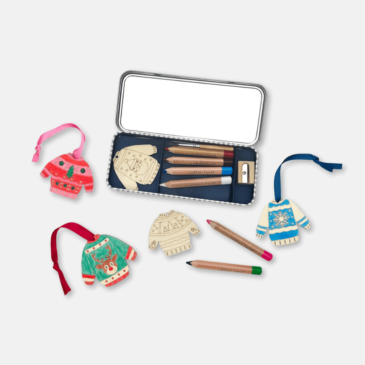 Christmas Jumper Decoration Kit Tin