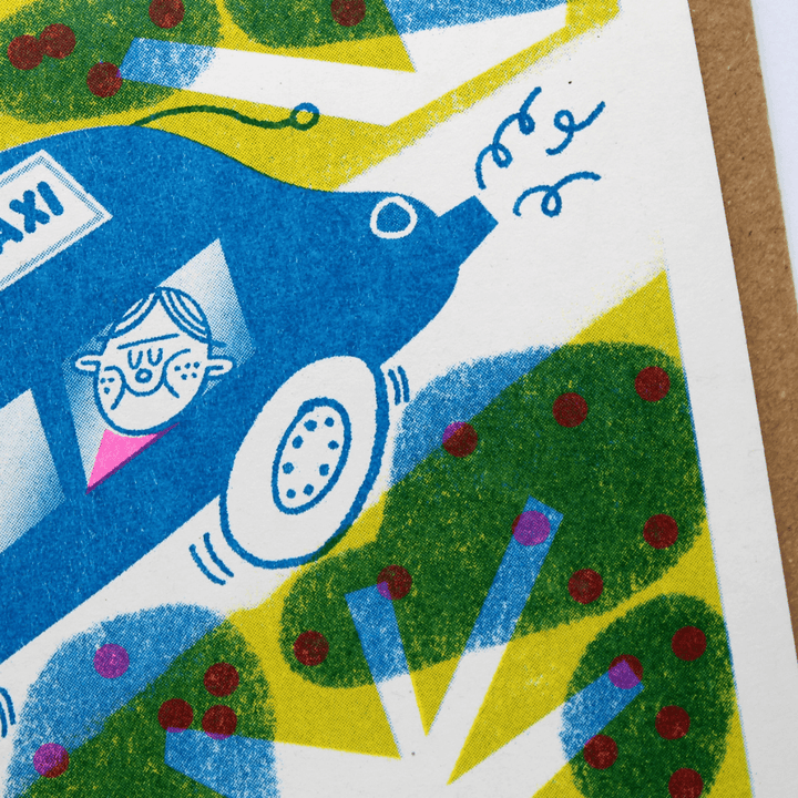 Dad's Taxi Riso Greetings Card