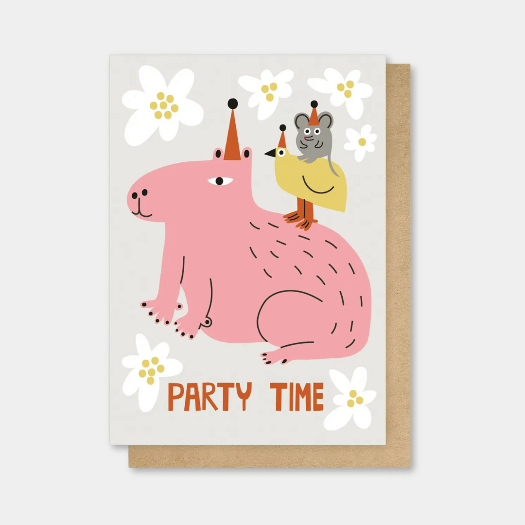Party Capybara Greetings Card