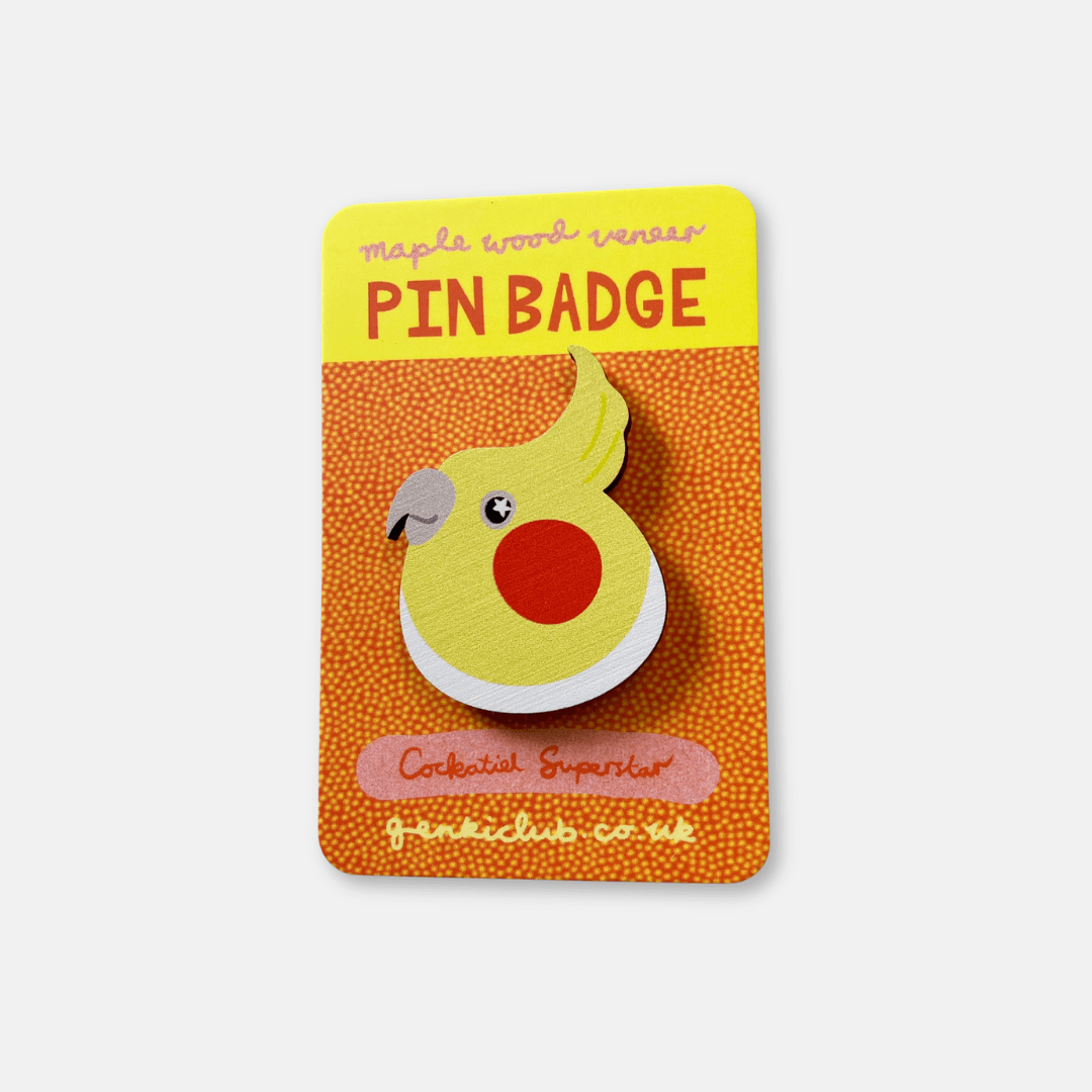 Superstar Cockatiel Wooden Pin Badge
