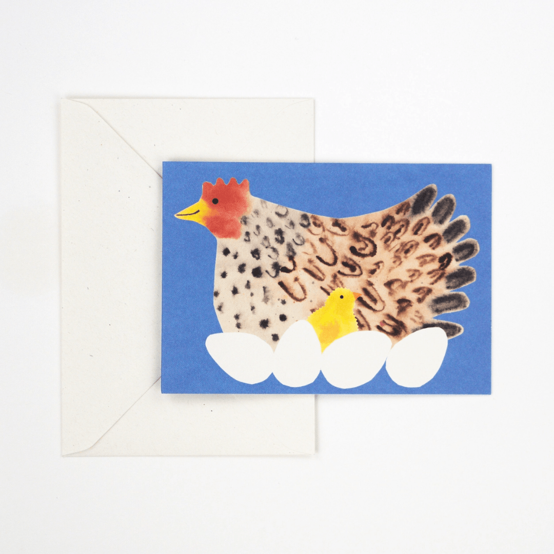 Hen With Eggs Greetings Card