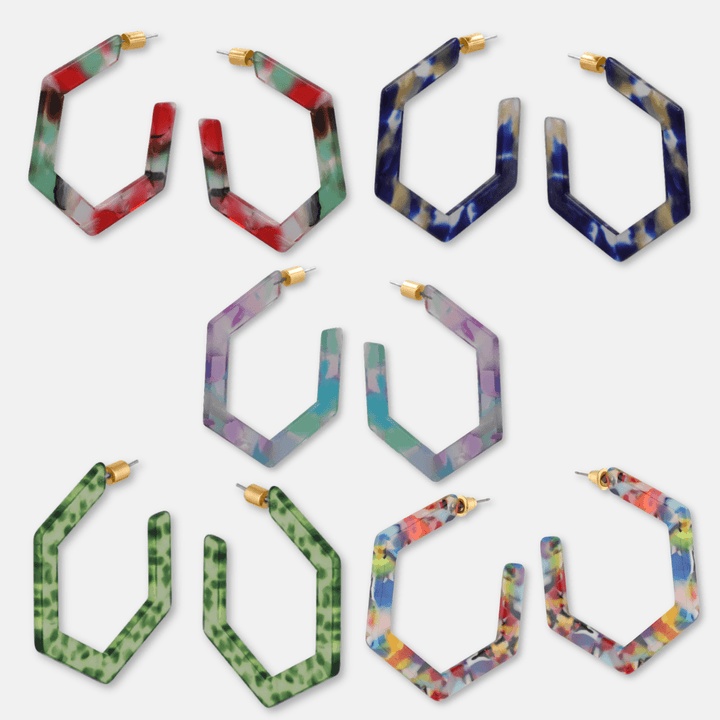 Hexagon Hoop Earrings