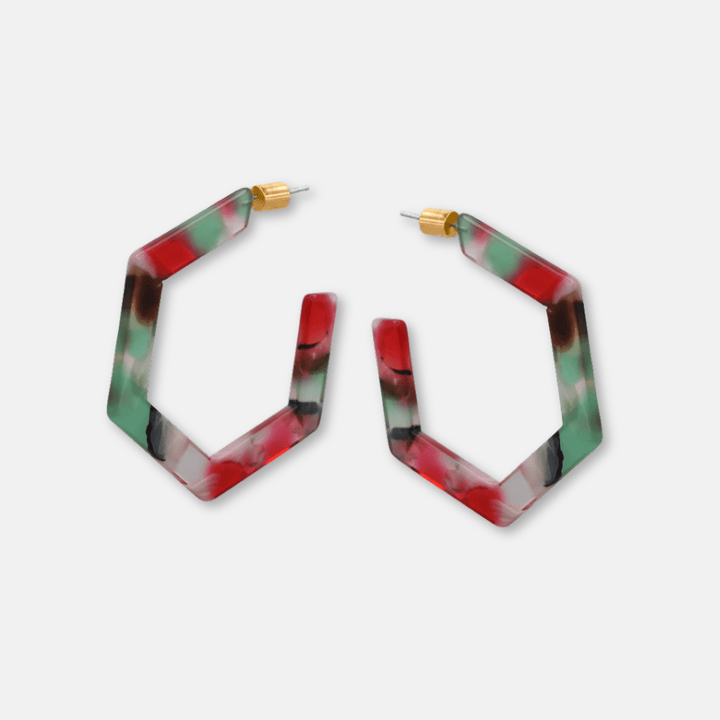 Hexagon Hoop Earrings
