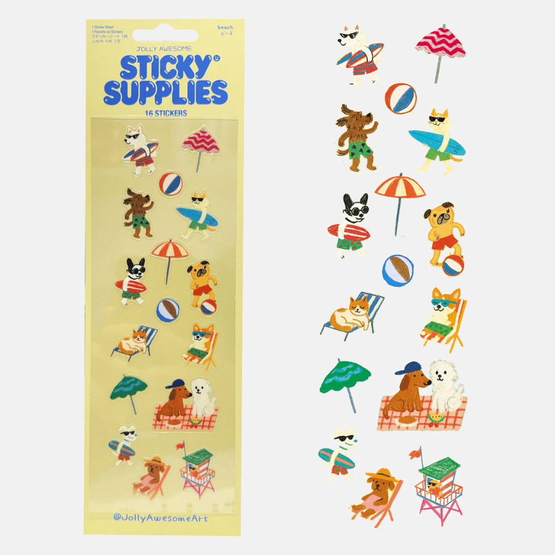Animals on the Beach Sticker Sheet