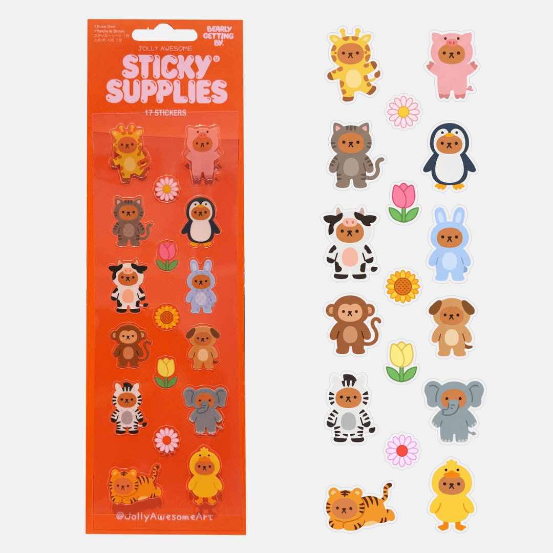 Bearly Getting By Animal Costumes Sticker Sheet