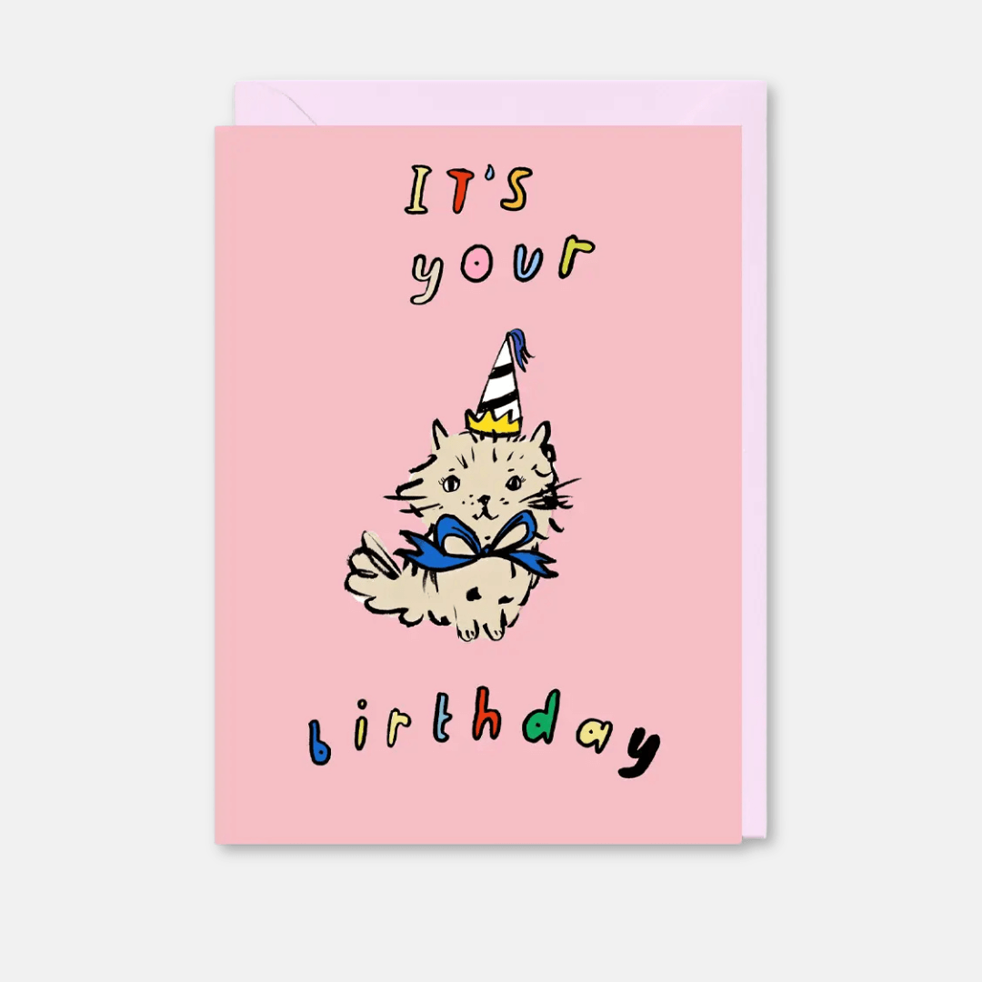 Sweet Party Cat Birthday Greetings Card