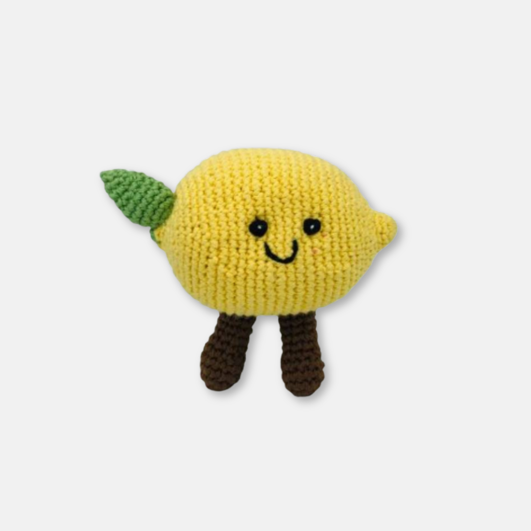 Lemon Organic Cotton Crochet Rattle