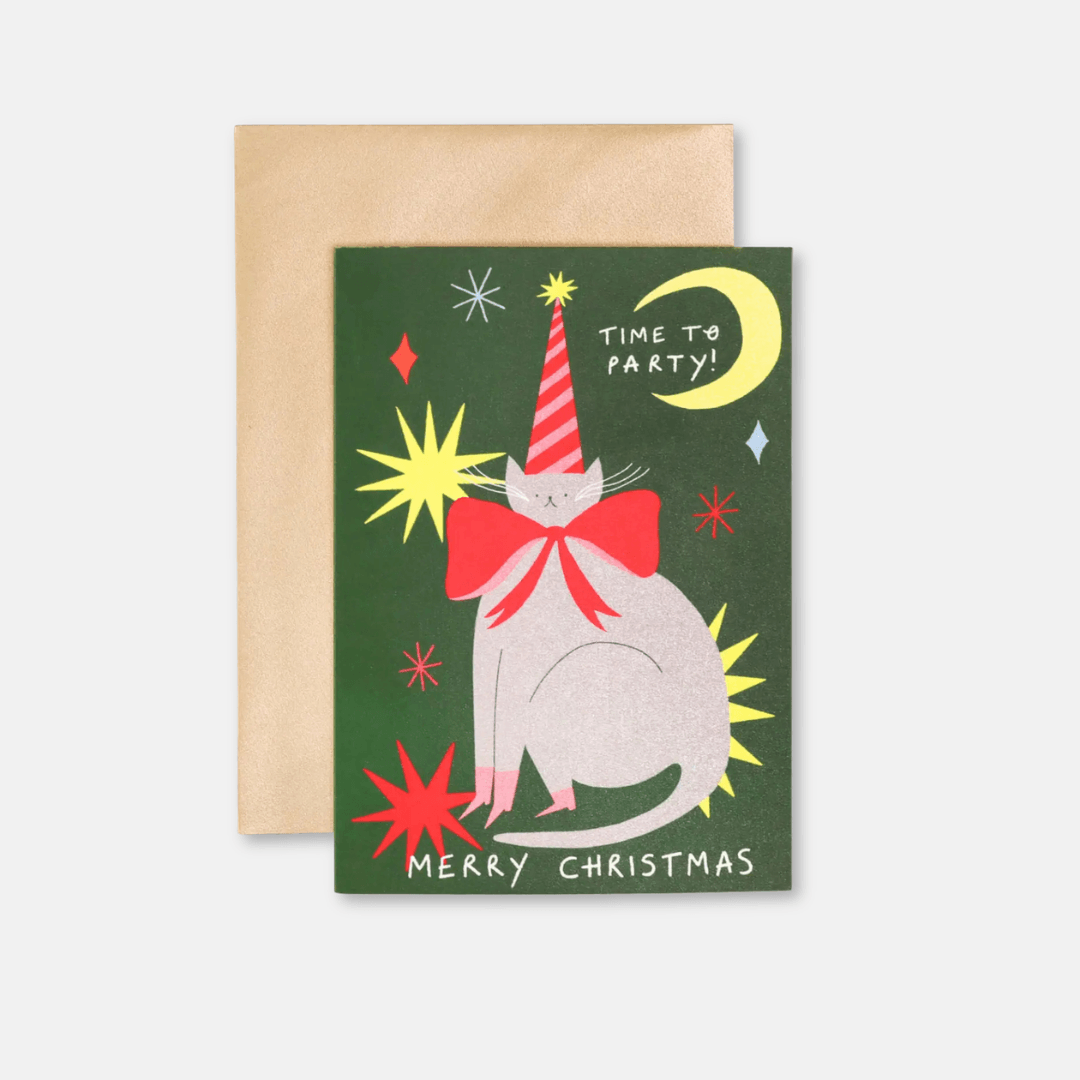 Party Cat Christmas Greetings Card