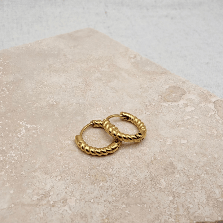 Gold Rope Huggie Hoops