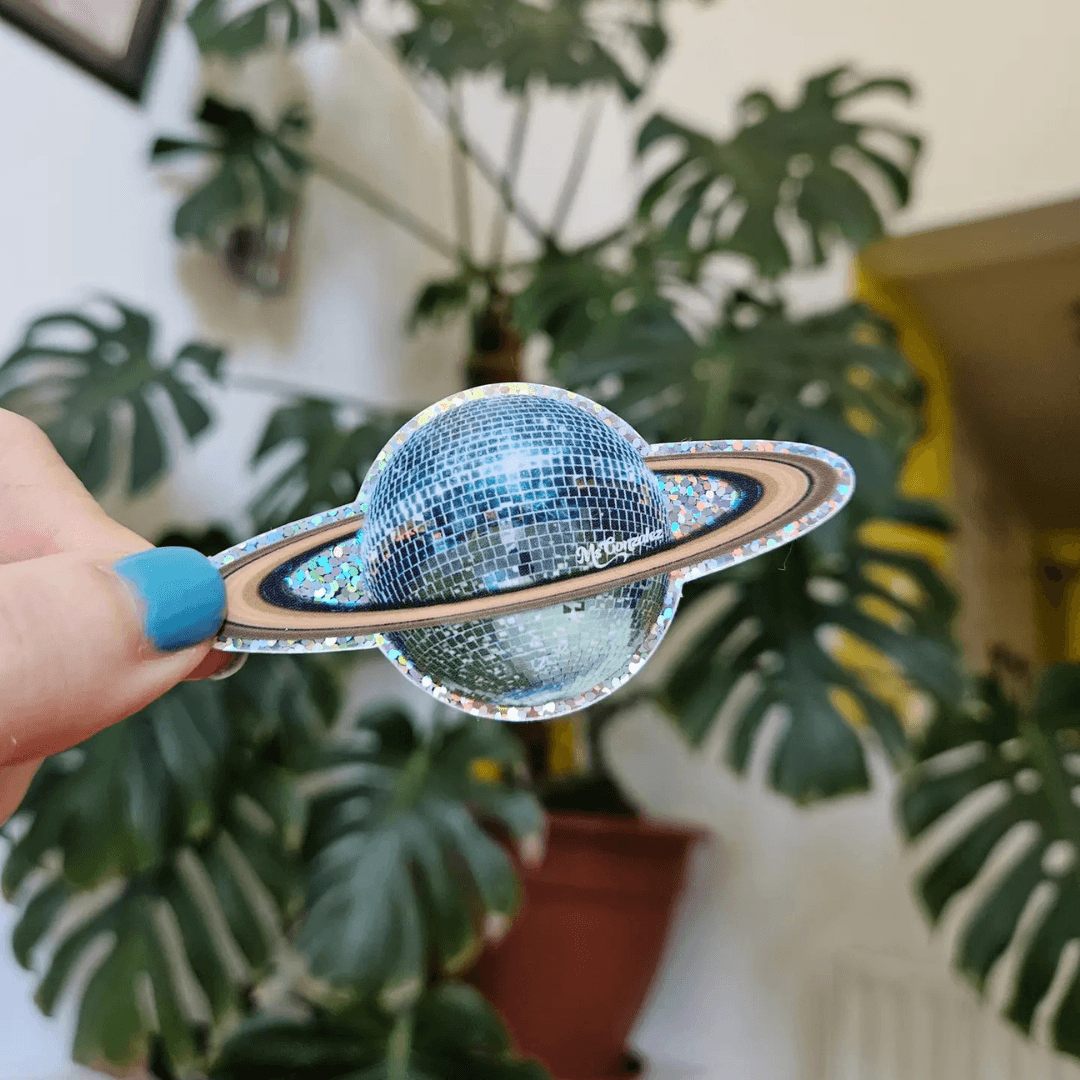 Saturn Disco Holographic Vinyl Sticker