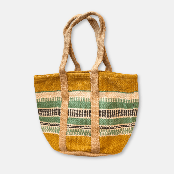Mustard & Aqua Jute Basket Bag