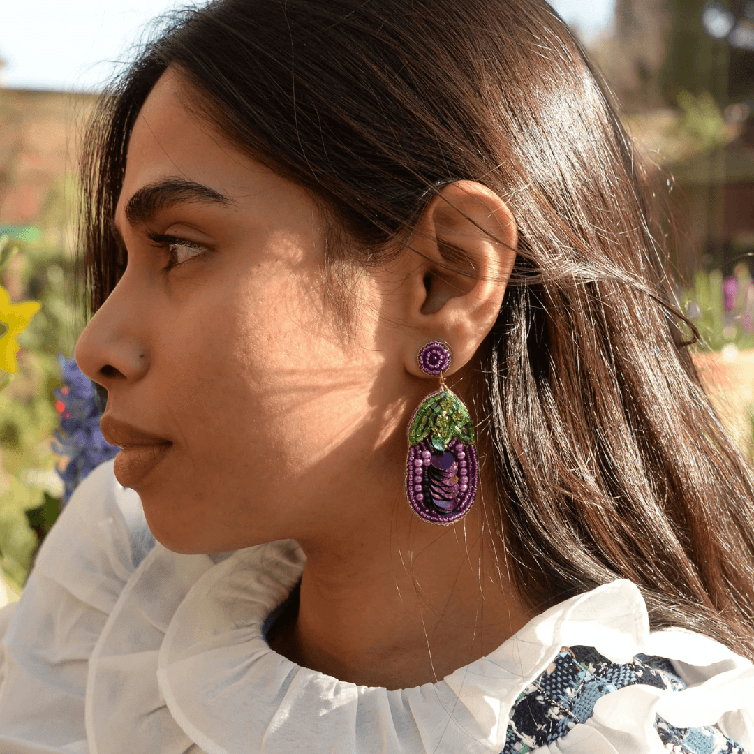 Aubergine Beaded Earrings