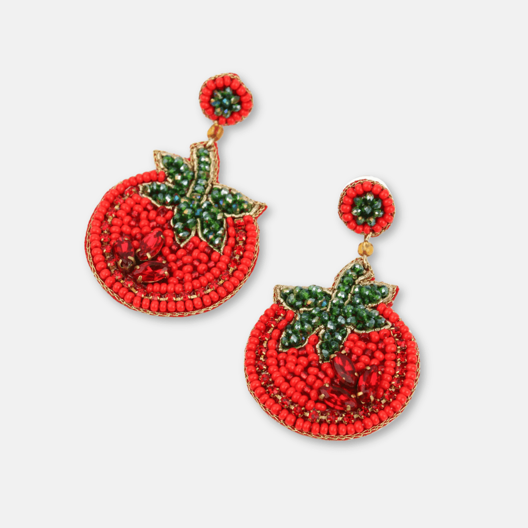 Cherry Tomato Beaded Earrings