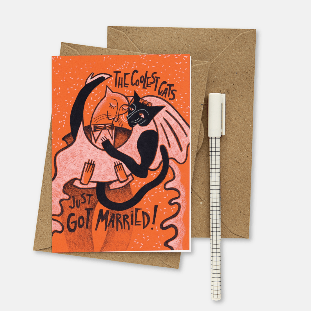 Coolest Cats Got Married Greetings Card