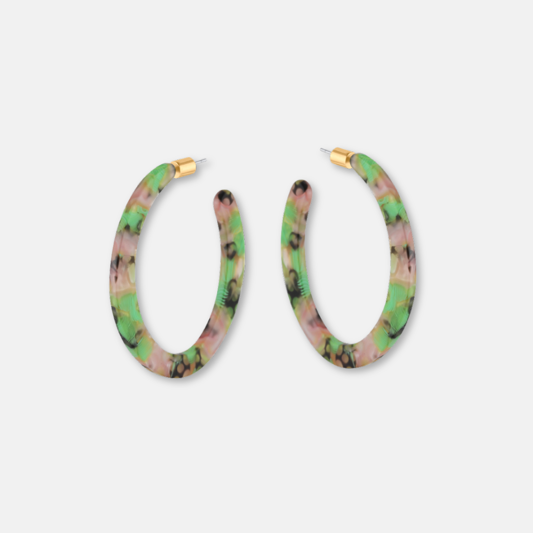 Oval Resin Hoop Earrings