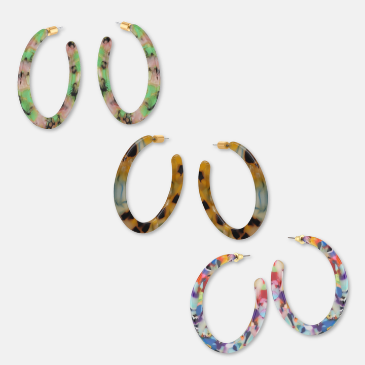 Oval Resin Hoop Earrings