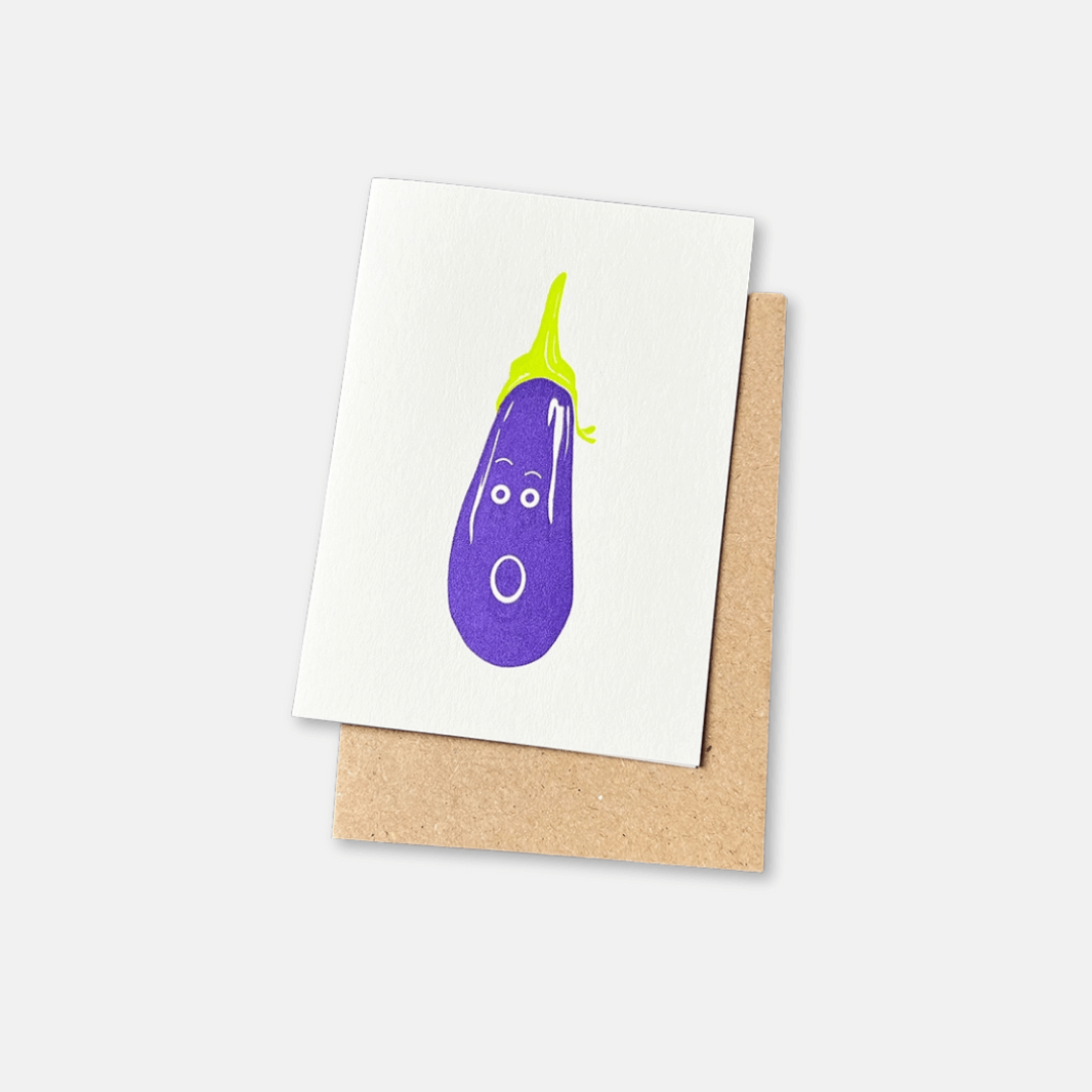 Outrageous Aubergine Mini Greetings Card