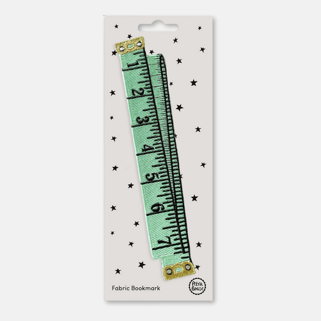 Mint Tape Measure Fabric Bookmark