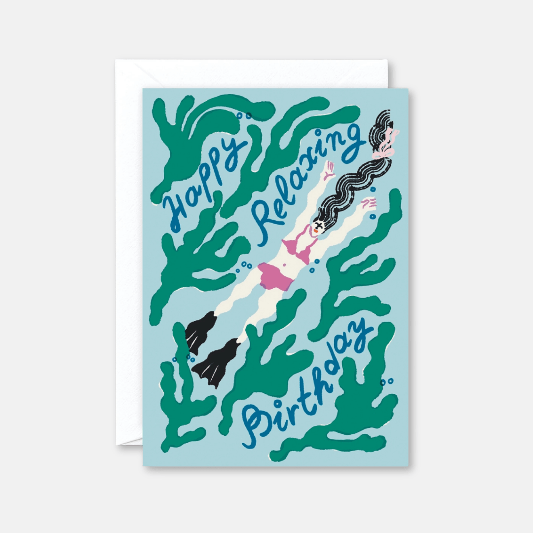 Relaxing Birthday Swimmer Greetings Card