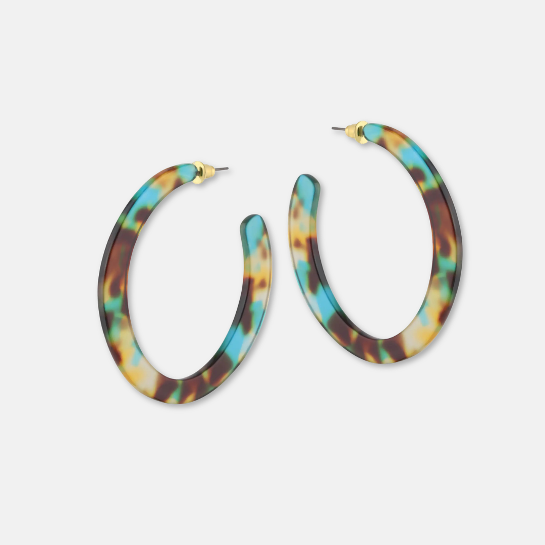 Oval Resin Hoop Earrings