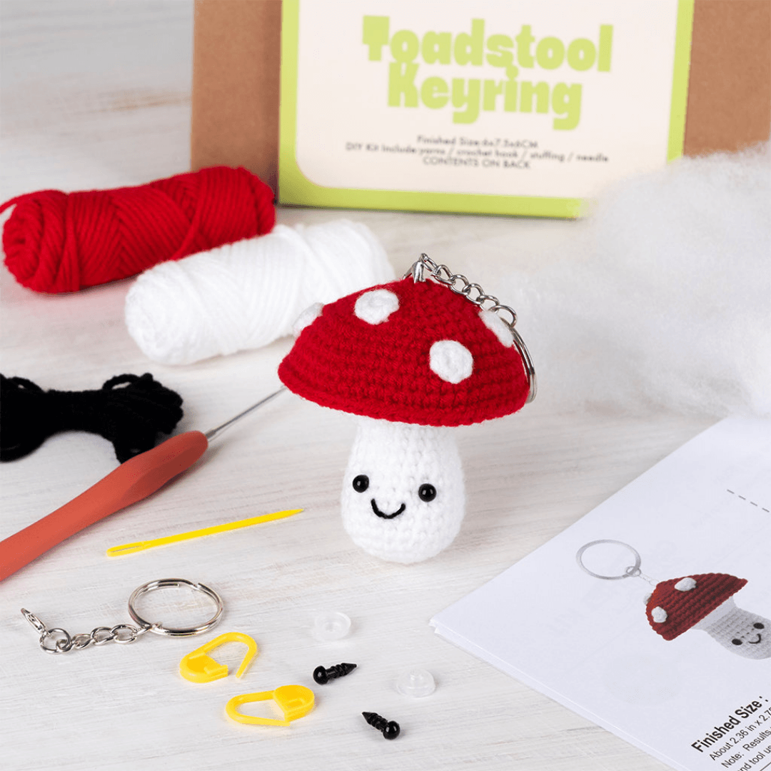 Mushroom Keyring Crochet Kit