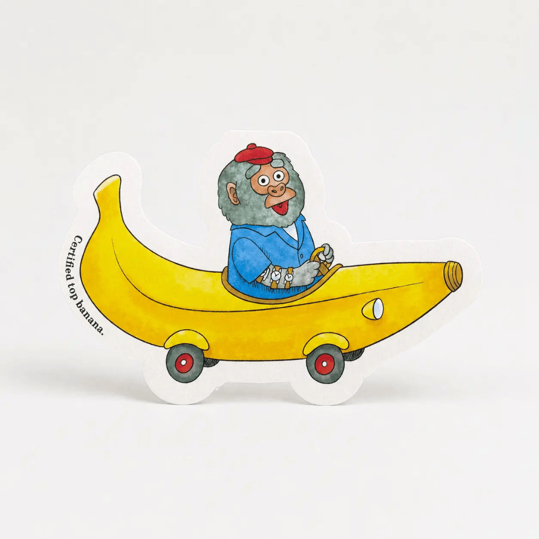 Bananas Gorilla Car Greetings Card