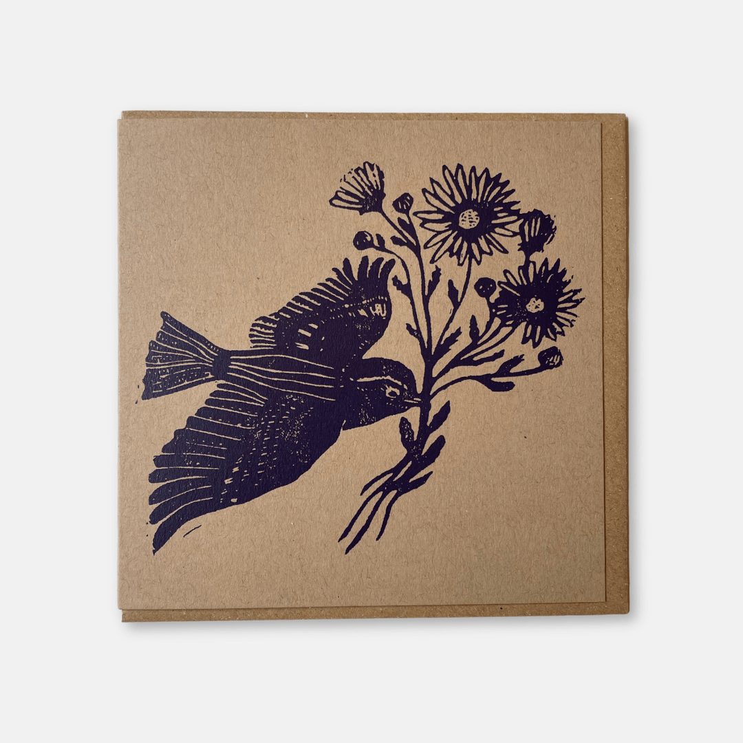 Wren + Daisies Greetings Card