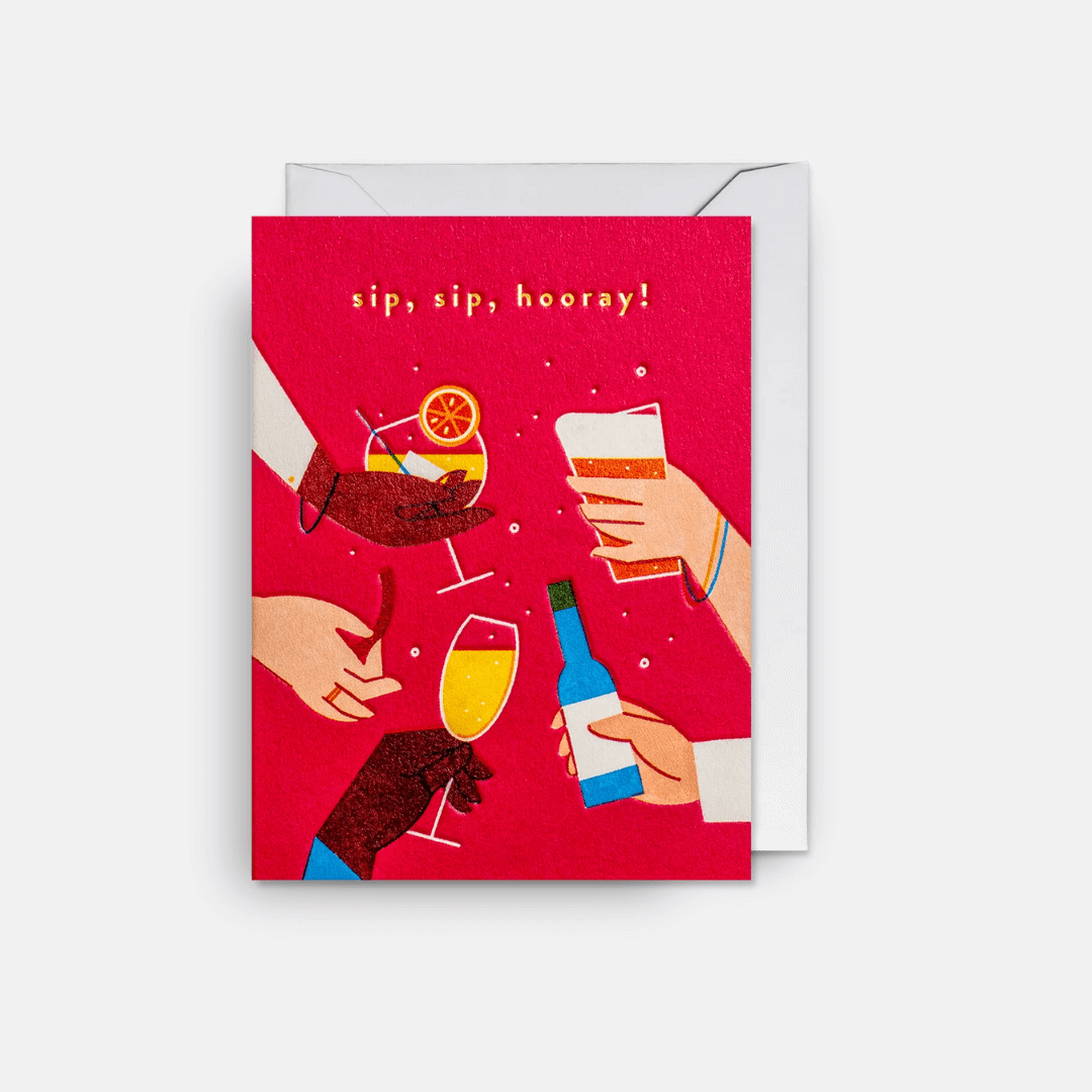 Sip, Sip, Hooray Mini Greetings Card