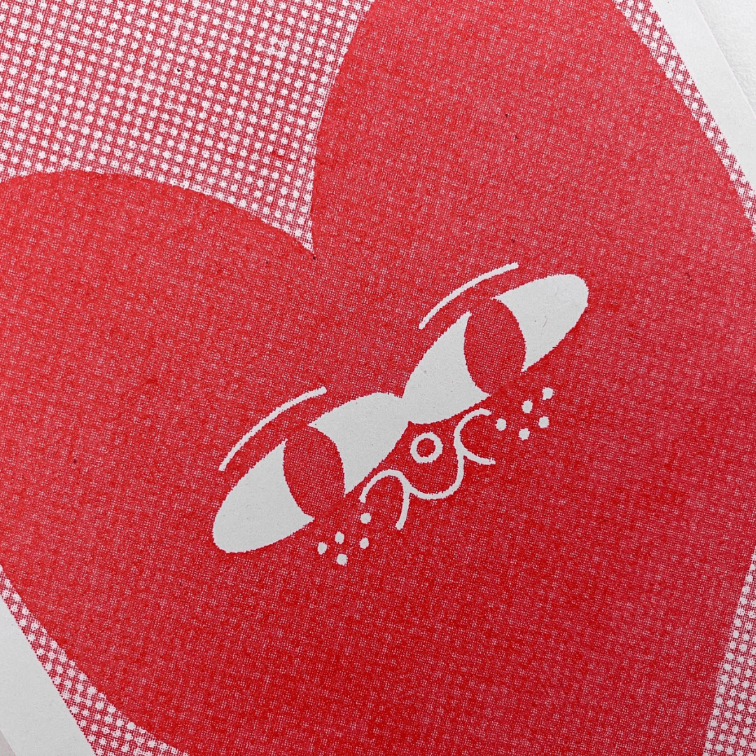 Love Heart Riso Greetings Card