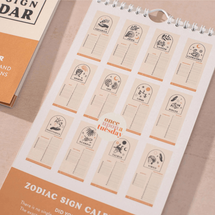 Zodiac Sign Perpetual Birthday Calendar