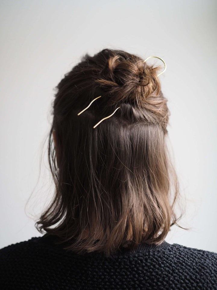 Wavy Brass Hair Pin