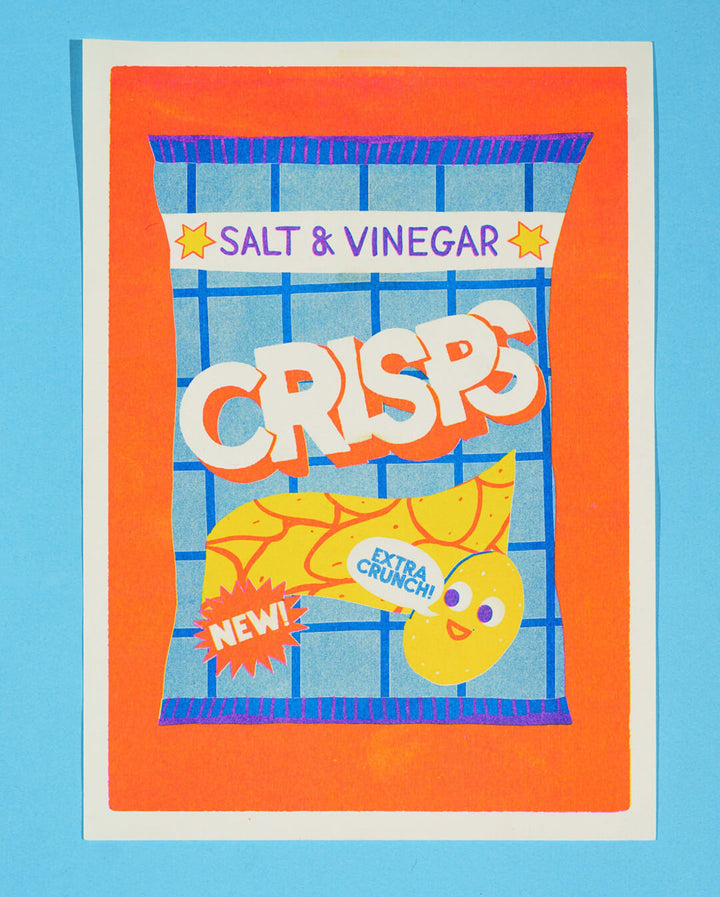 Salt & Vinegar Crisps A4 Riso Print
